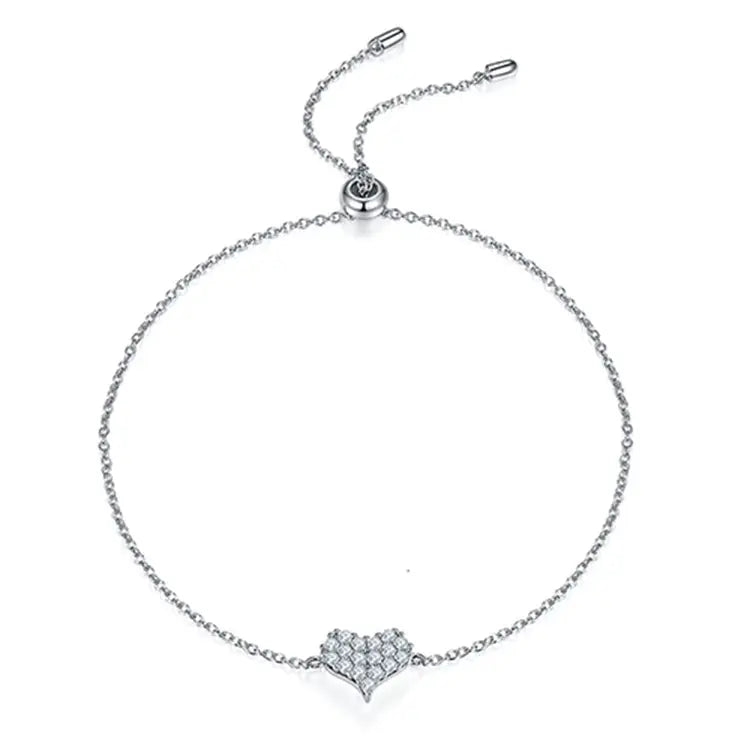Jillian Jewellerysterling silver moissanite bracelet with heart shaped main stone