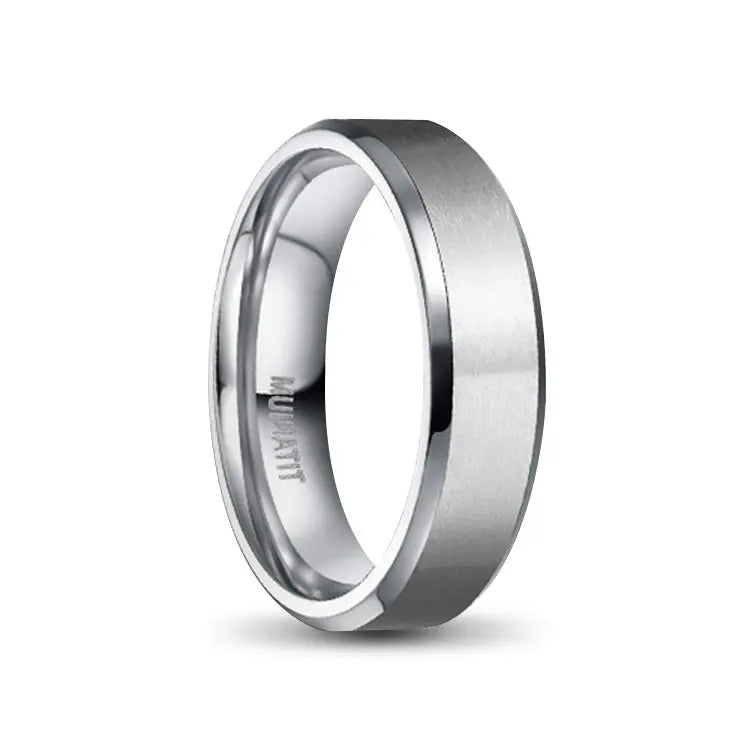 8mm Polished Silver Titanium Ring Silver Inner
