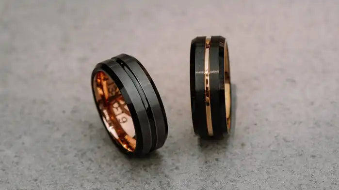 Two mens tungsten carbide rings