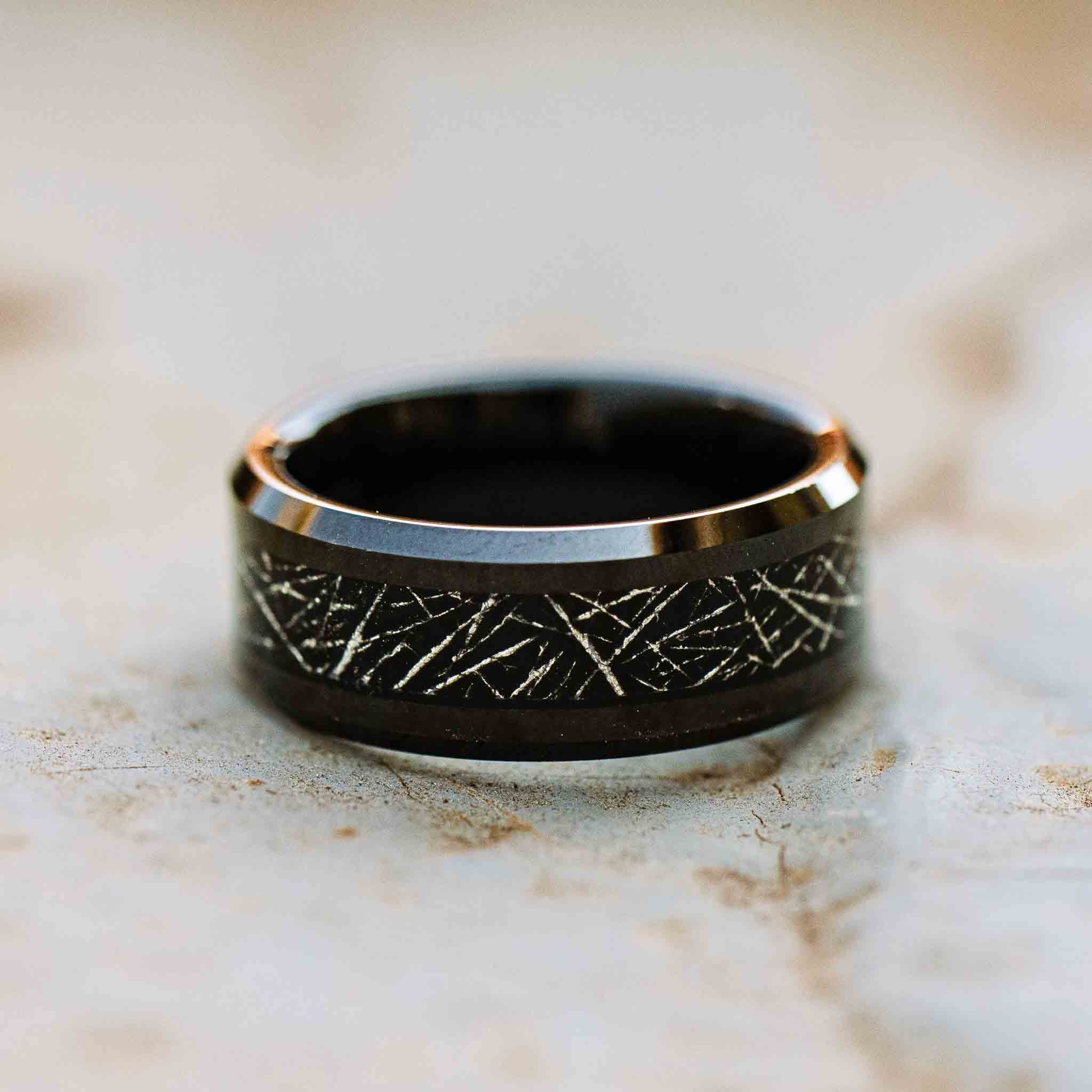 Steel Black Tungsten Ring | Orbit Rings
