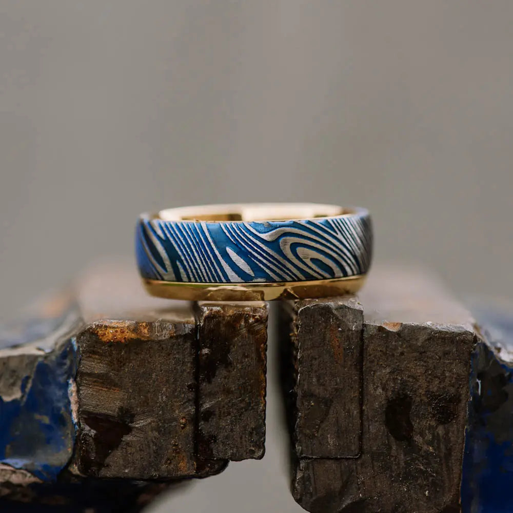 Blue damascus ring deals