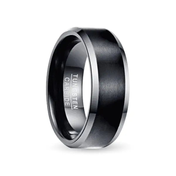 Cartwheel Black Silver Tungsten Ring | Orbit Rings