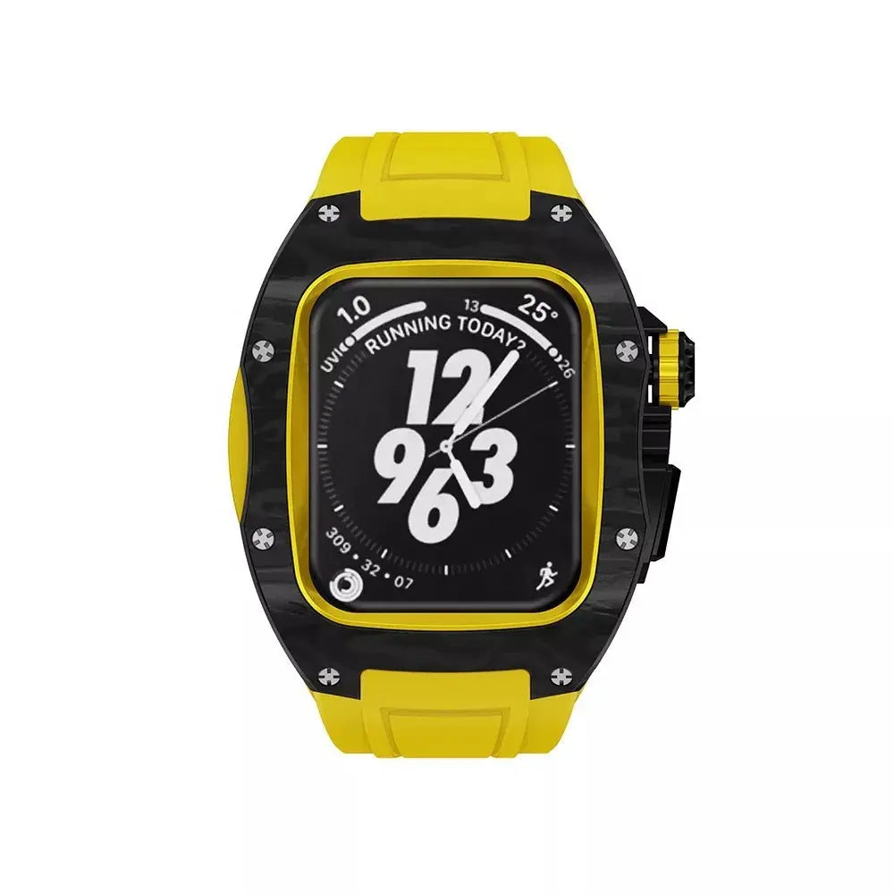 racing yellow apple watch strap for series 7 watch modification front face