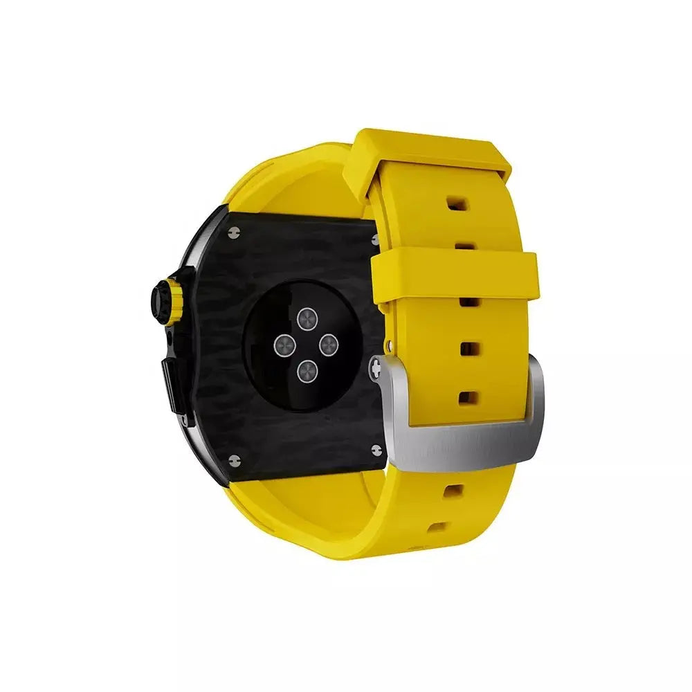 racing yellow apple watch strap for series 7 watch modification back face