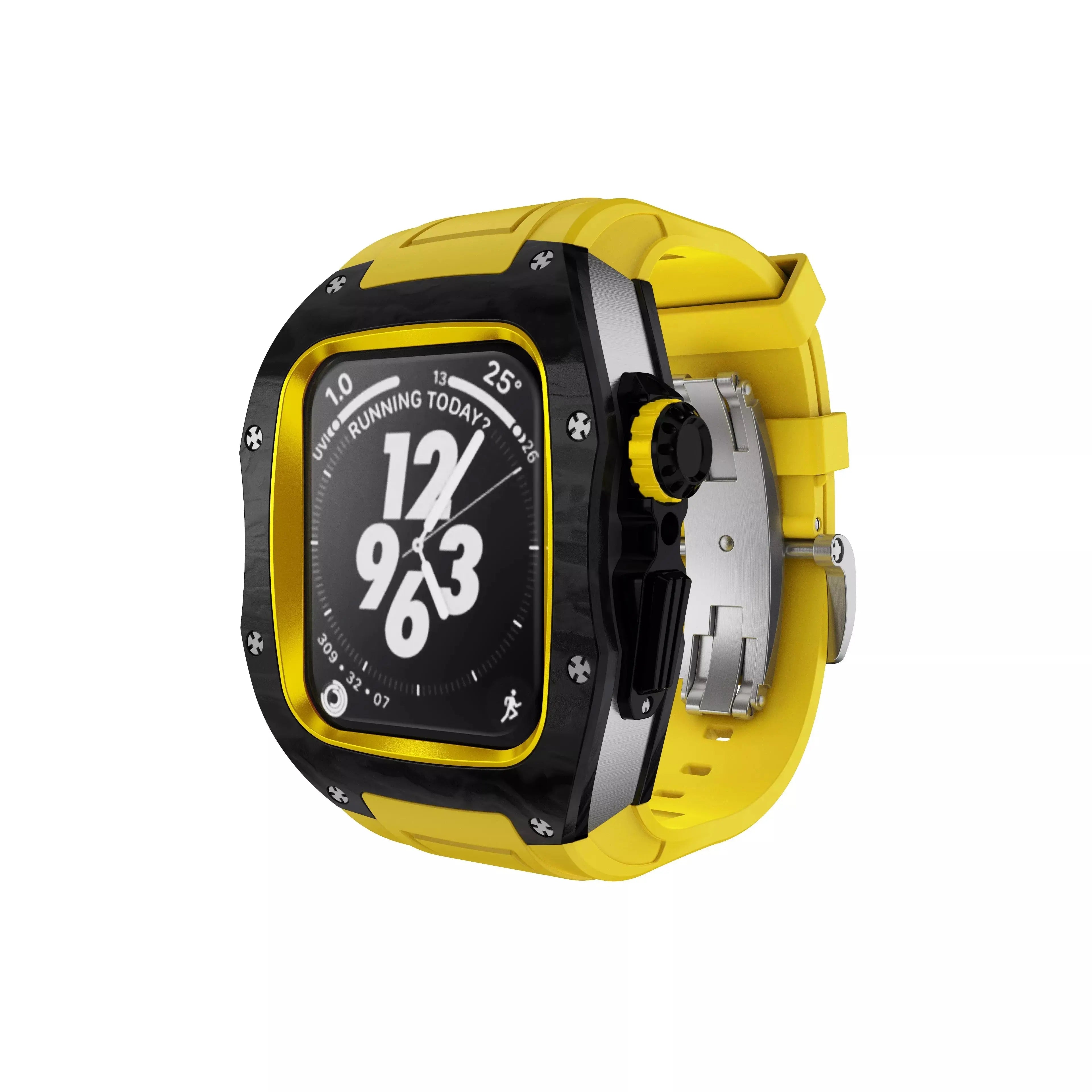 racing yellow apple watch strap for series 7 watch modification side face