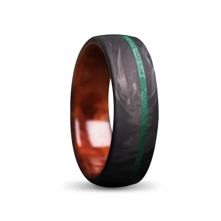 Carbon Fibre Ring With Opal Inlay and Wood inner