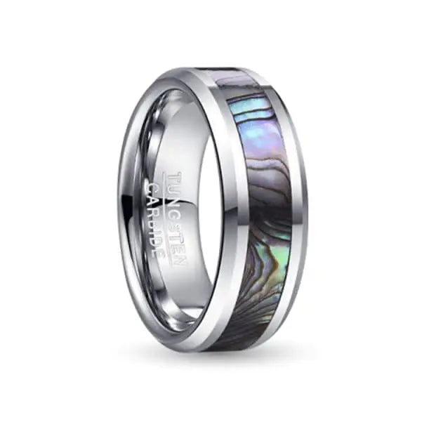 Cartwheel Abalone Tungsten Carbide Ring