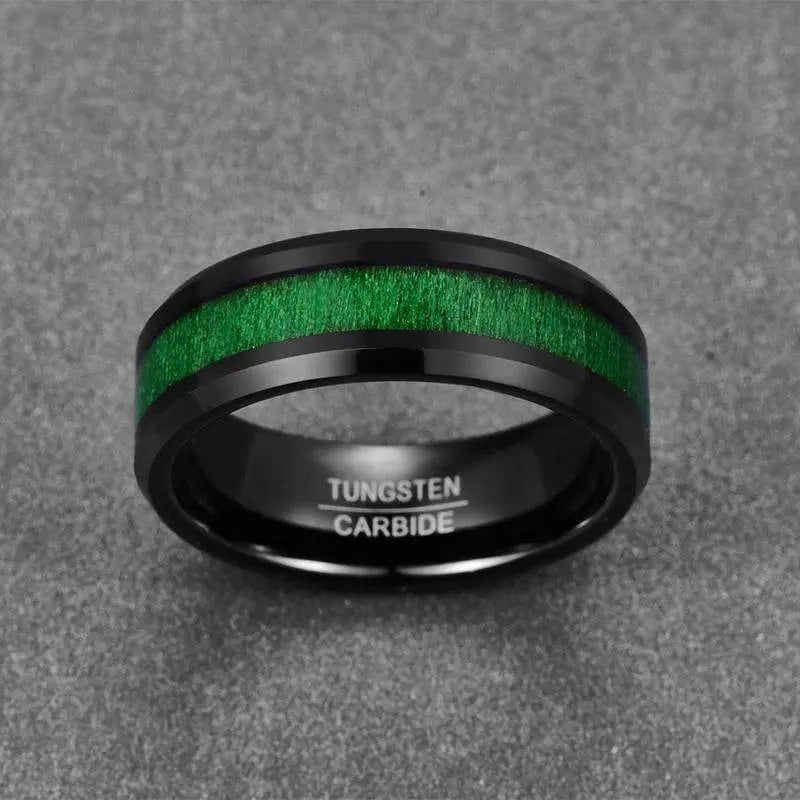 Green Black Tungsten Ring