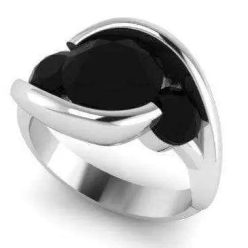 Casey Silver Engagement Ring Black Stone