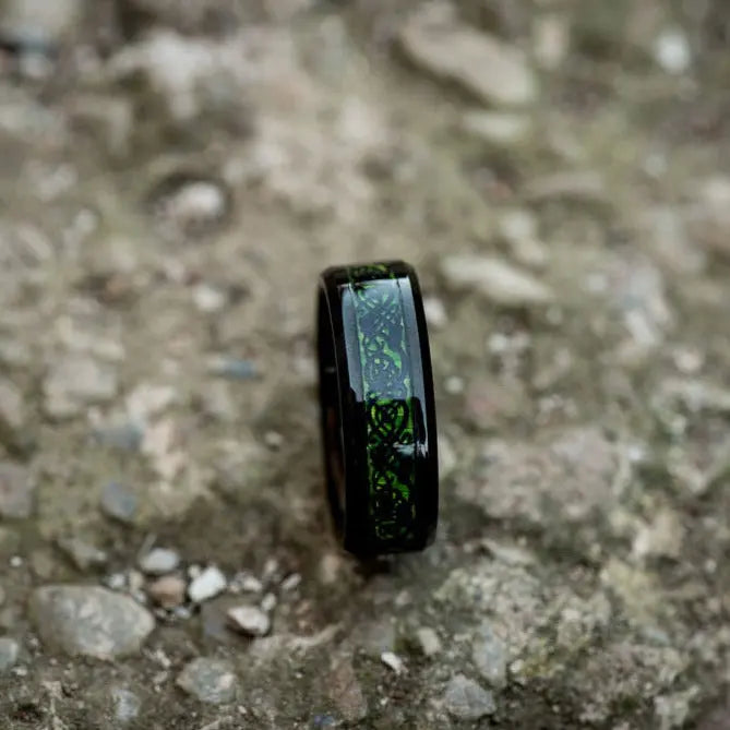 Green Tungsten Carbide ring | Orbit Rings