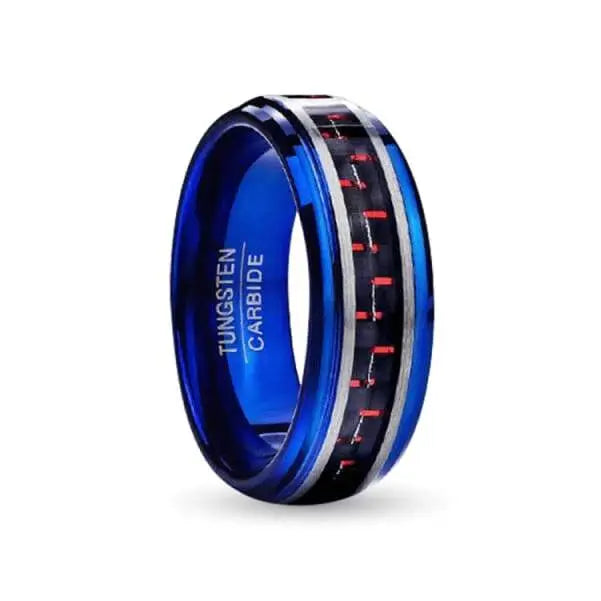 Blue and Black Tungsten Carbide Ring