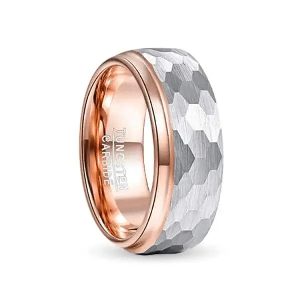 Tungsten Carbide Ring in silver and rose gold