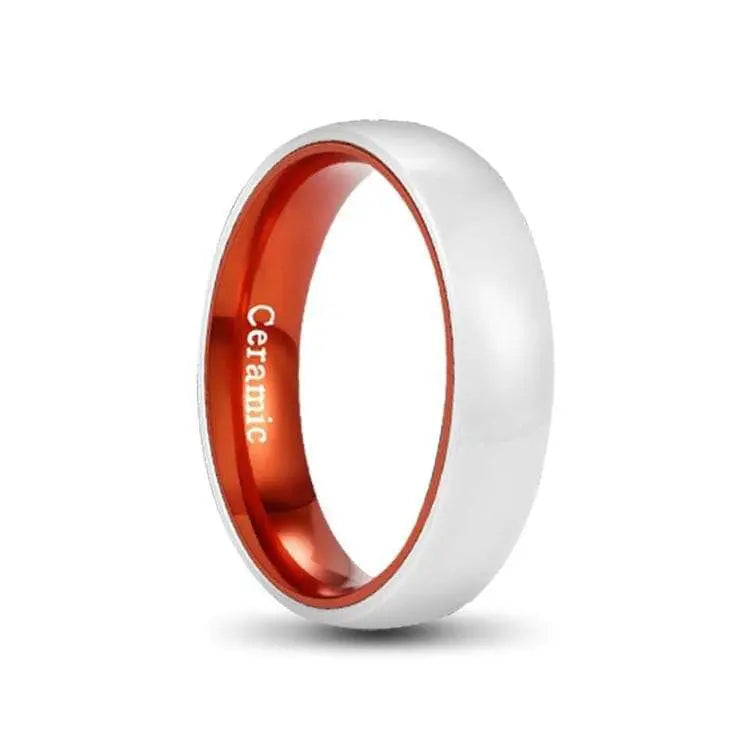 6mm White Ceramic Ring with Red Aluminium Inner 