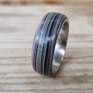 Titanium Ring with Fordite Outer Layer