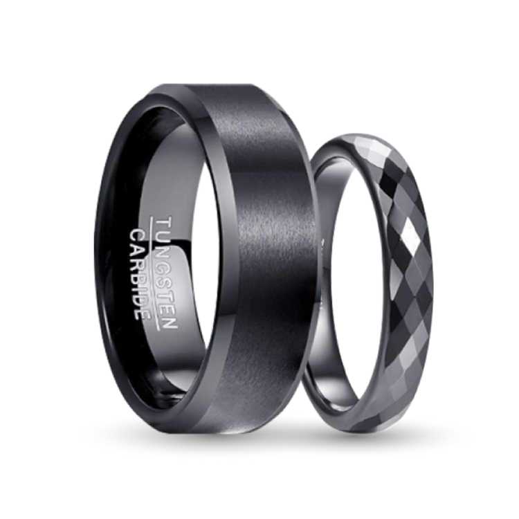 ForeverBond Tungsten Carbide Wedding Ring Set