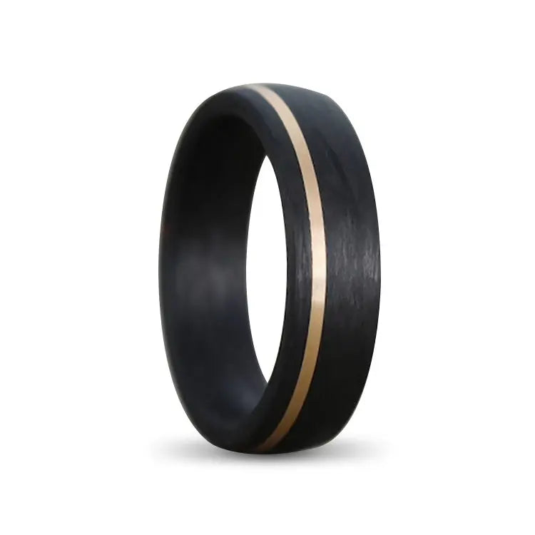 Black Carbon Fibre Ring With Gold Inlay