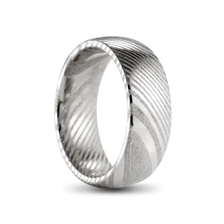 Silver Damascus Steel Ring