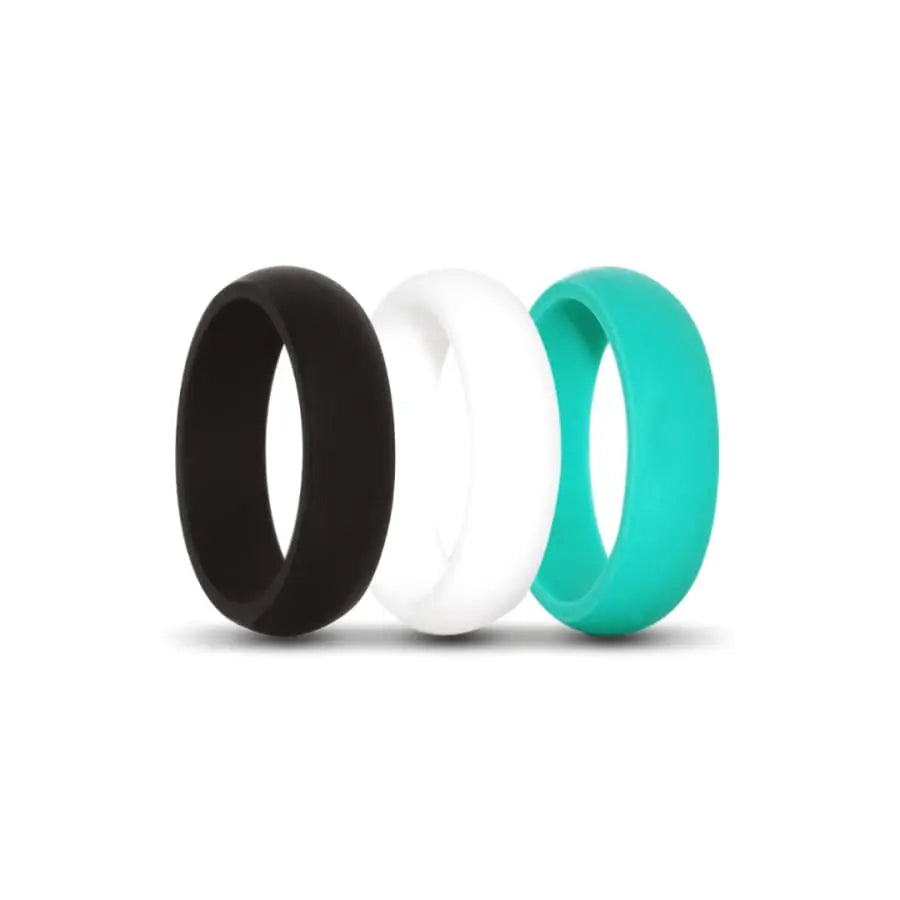 Black, White and Turquoise Silicone Rings