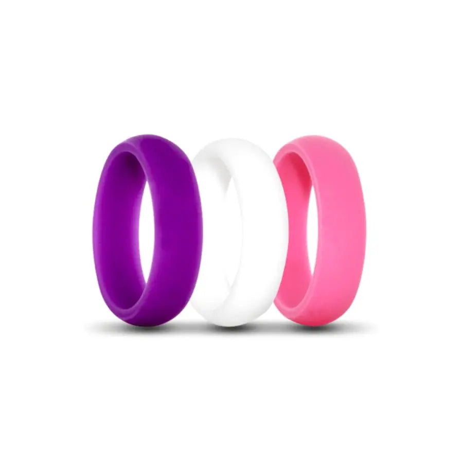 Purple, White and Pink Silicone Rings