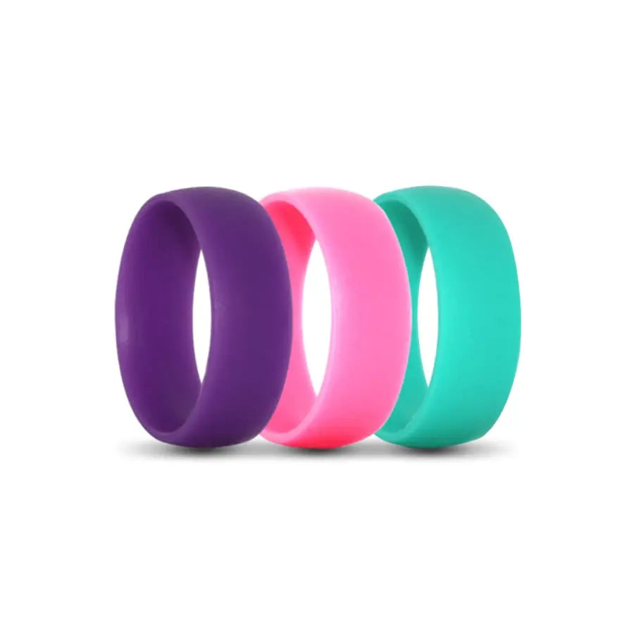Purple, Pink and Turquoise Silicone Ring Pack