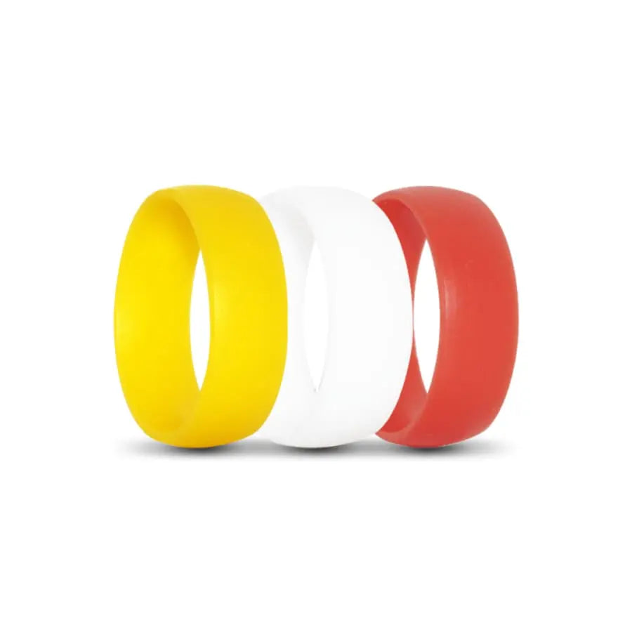 Yellow, White and Red Silicone Ring Pack
