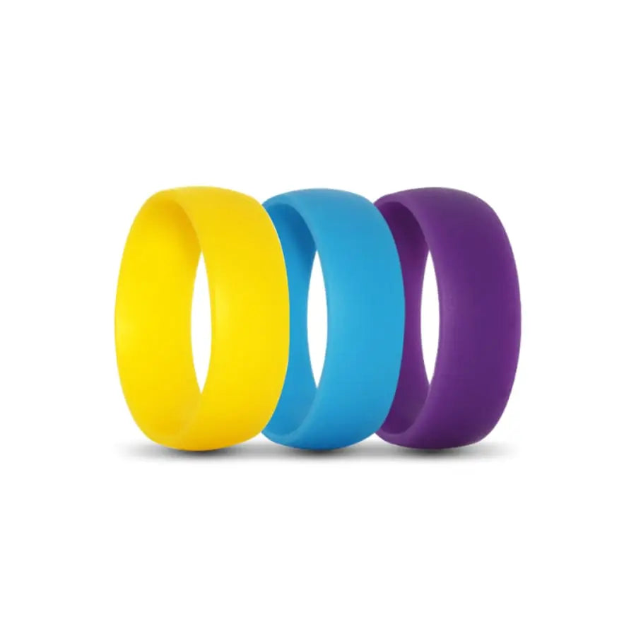 Yellow, Blue and Purple Silicone Rings