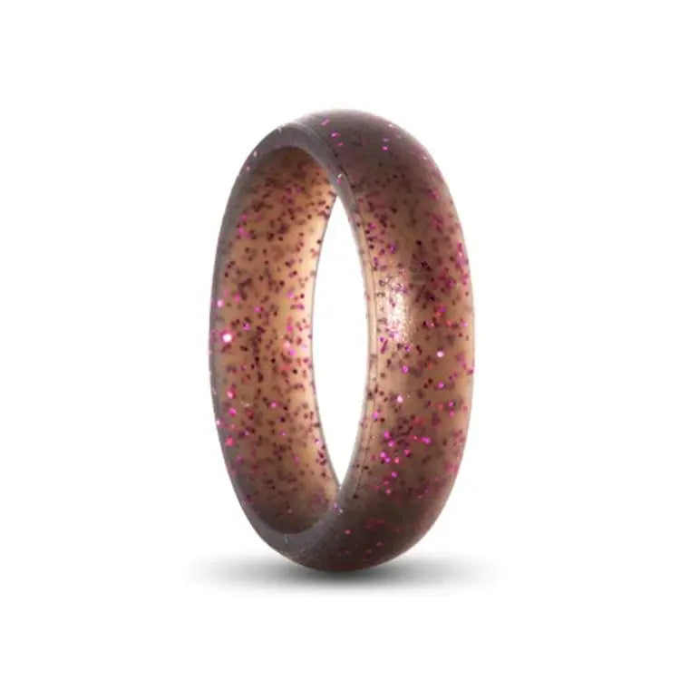 Brown and Pink Sparkle Silicone Ring