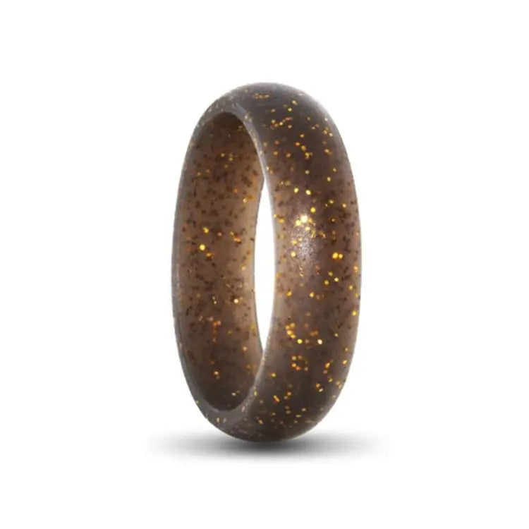 Brown and Gold Sparkle Silicone Ring