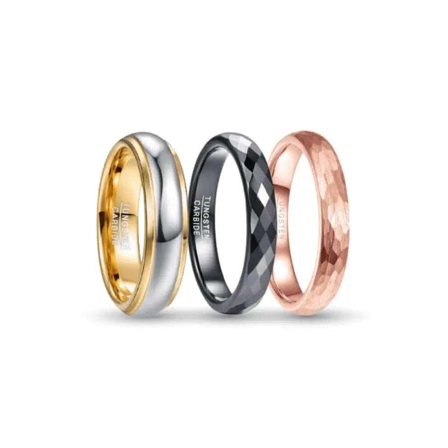 Gold, Silver, Black and Rose Gold Tungsten Carbide Rings