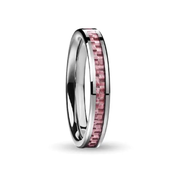 Tungsten Carbide Ring with pink inlay