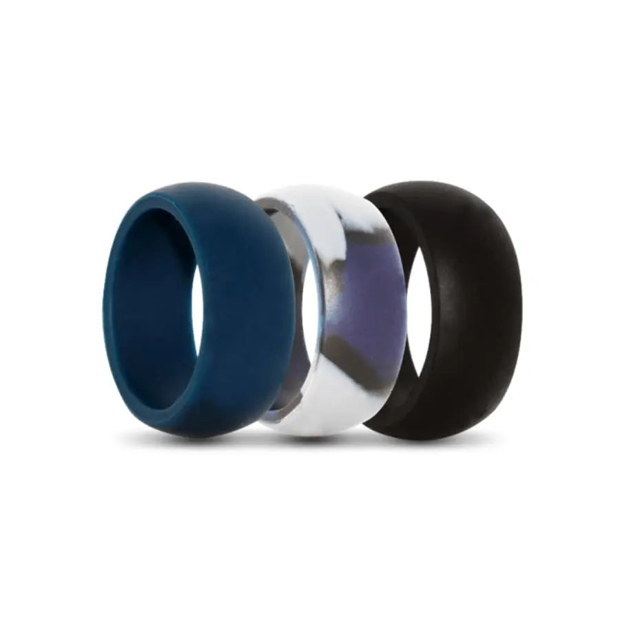 Navy Blue Camo and Black Silicone Rings