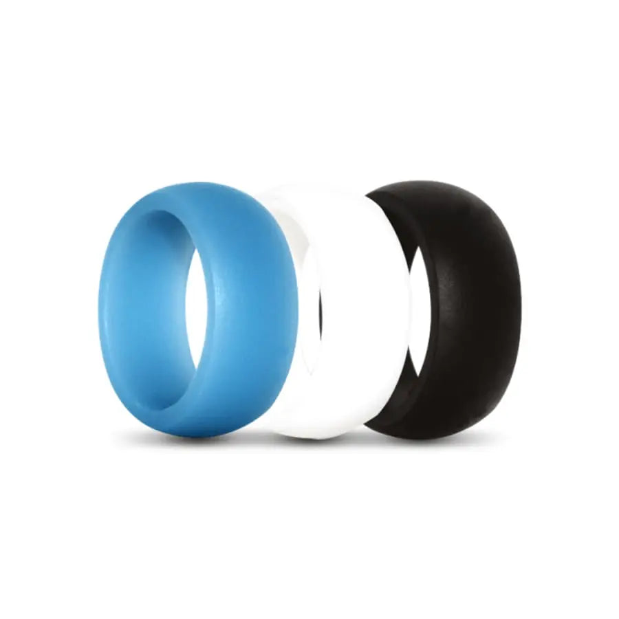 Blue, White and Black Silicone Rings