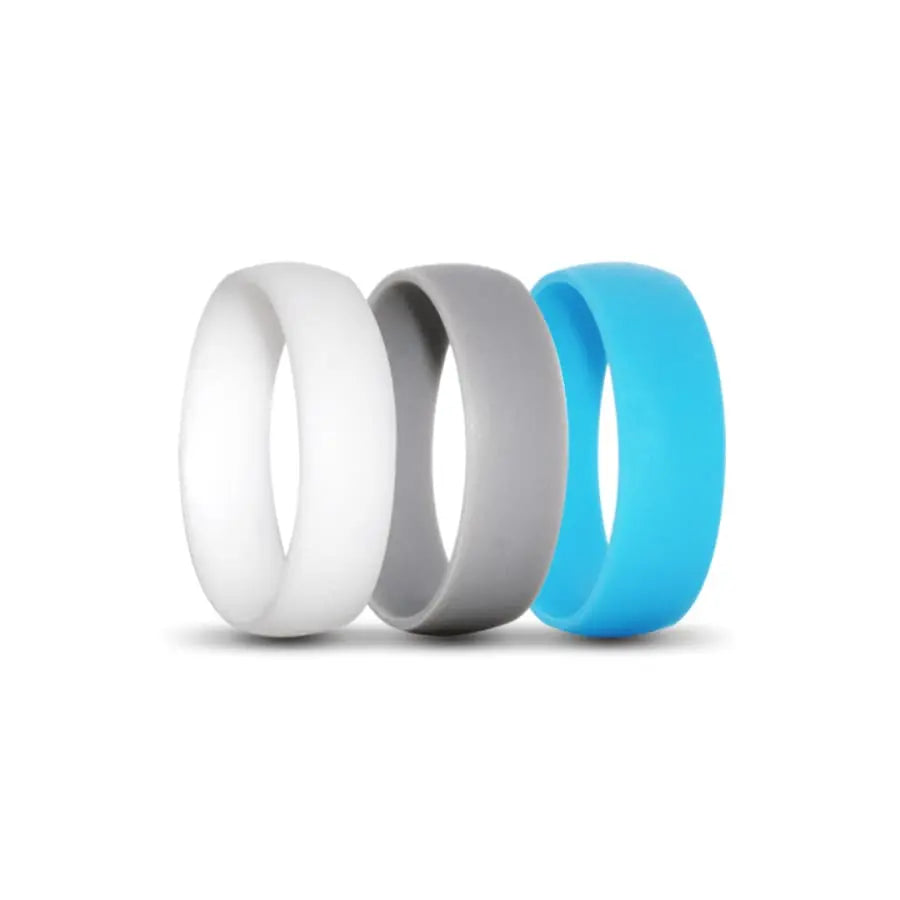 White, Grey and Sky Blue Black, Grey and Navy 3 Pack Silicone Rings
