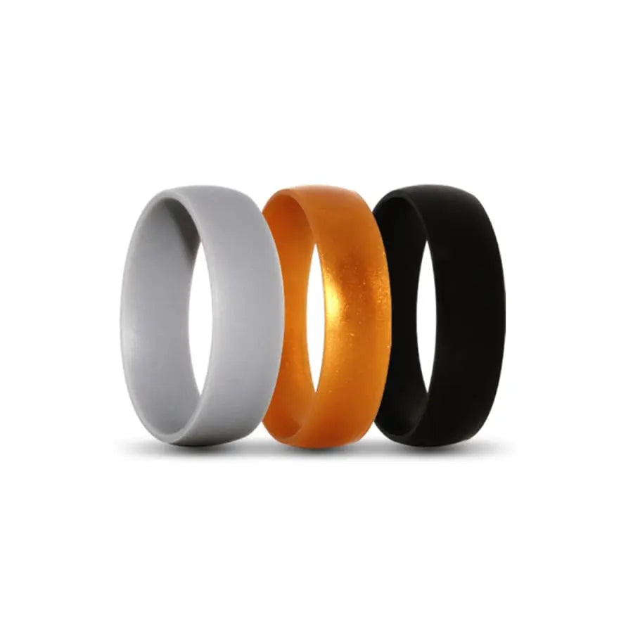 Grey, Orange Black Silicone Rings