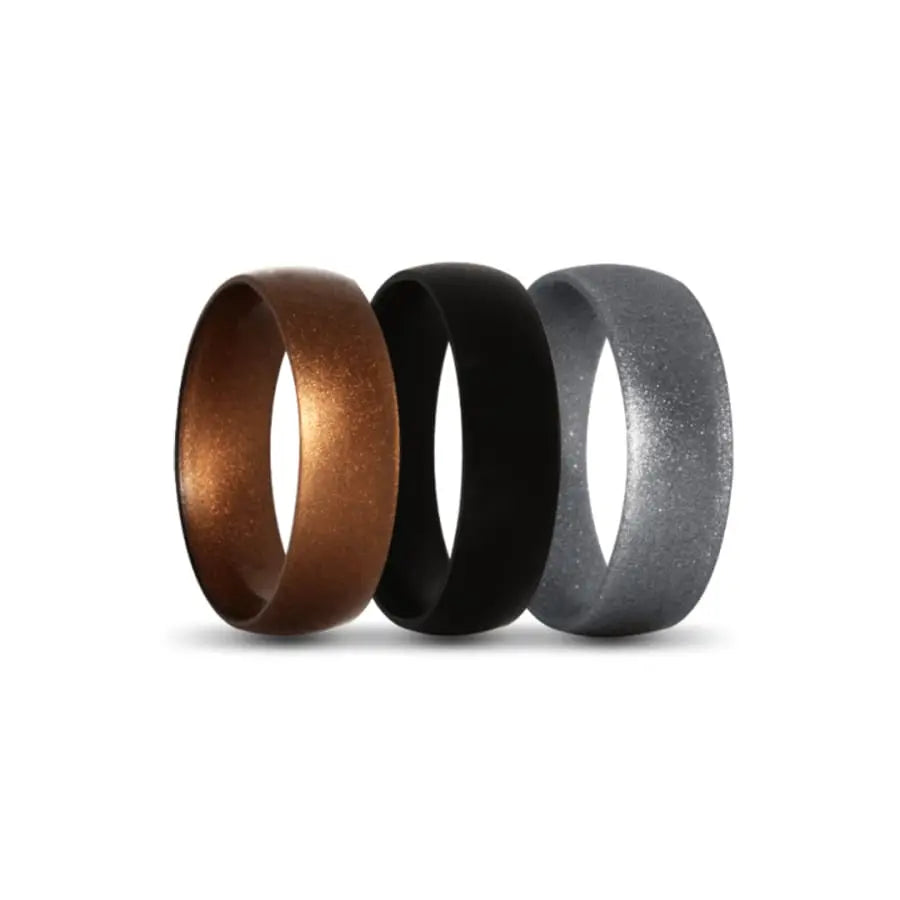 Bronze, Black and Silver Silicone Rings