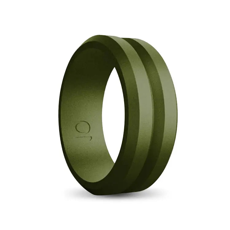 Green Silicone Ring With Stripe Inlay