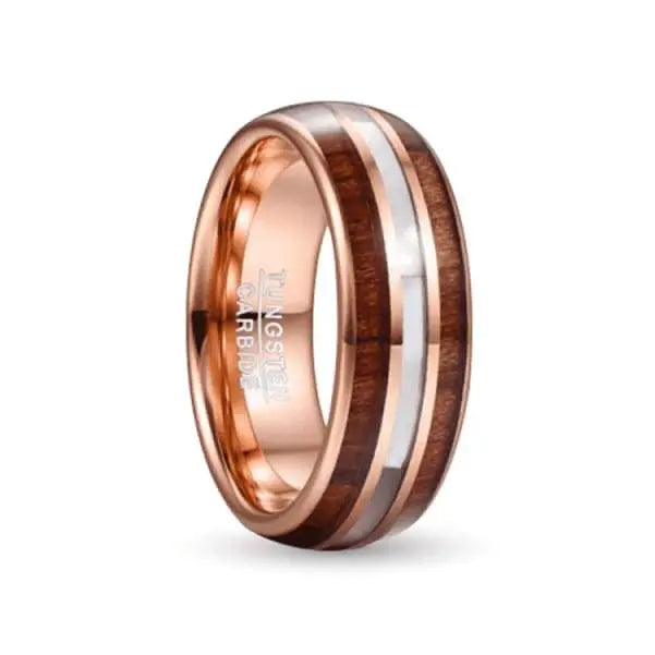 Tungsten Carbide ring with wood and silver
