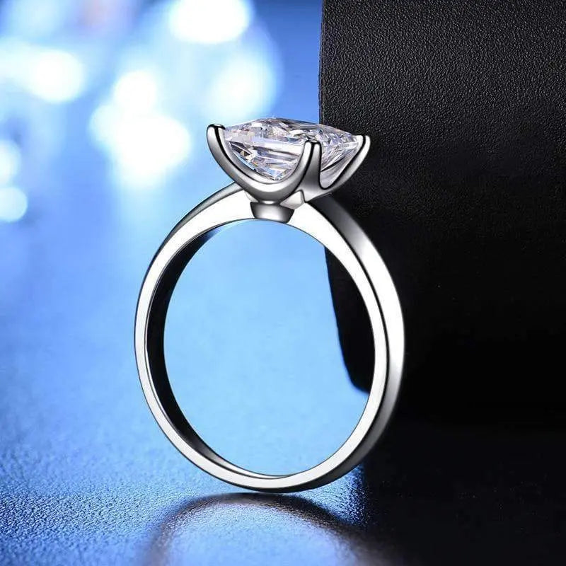 Moissanite Engagement Ring. Sterling Silver