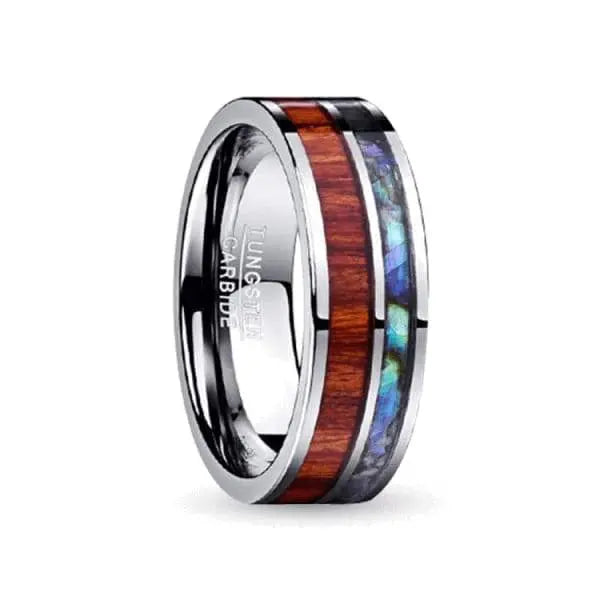 Wood inlay Tungsten Carbide ring