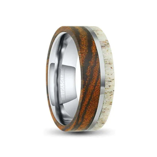 no.0485 エメラルドのリースとMottled ring Orion Silver Tungsten Carbide Ring