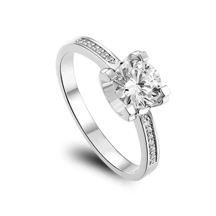 1ct Silver Moissanite Ring in Square 