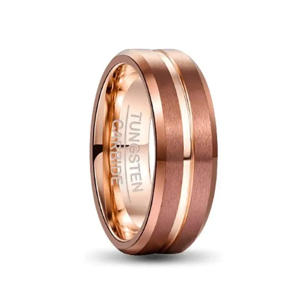 Rosegold Stream Brown Tungsten Carbide Ring