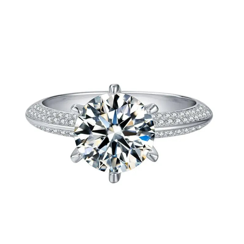 3ct Round Cut Moissanite Ring in Sterling Silver