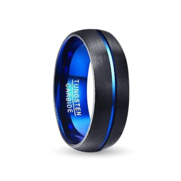 Sunset Blue and Black Tungsten Carbide Ring