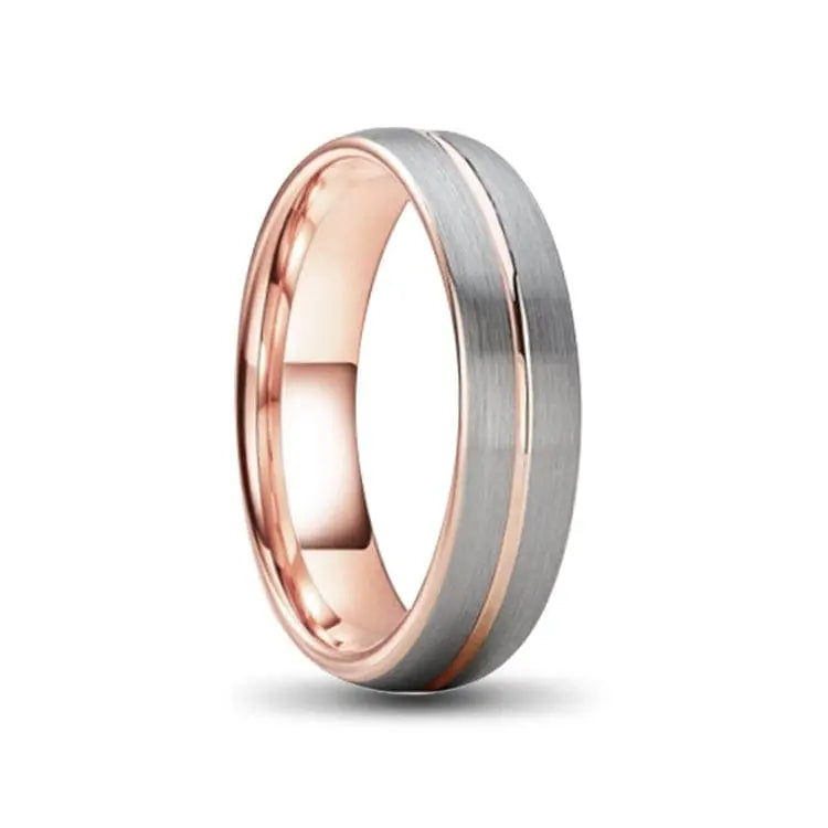6mm Rose Gold and Silver Tungsten Carbide Ring
