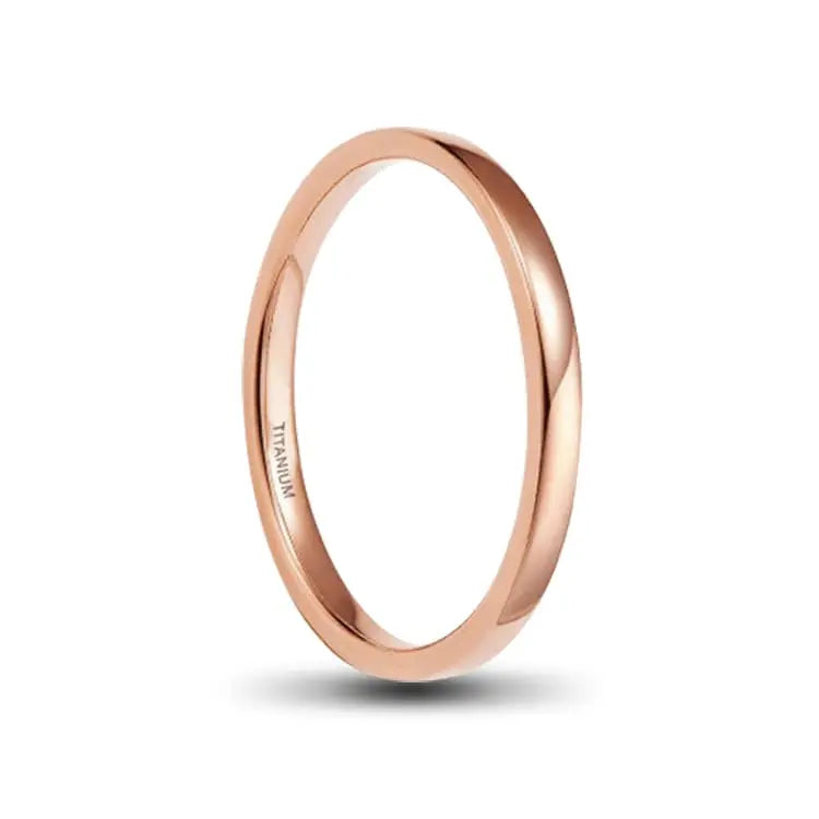 2mm Polished Rose Gold Titanium Ring 
